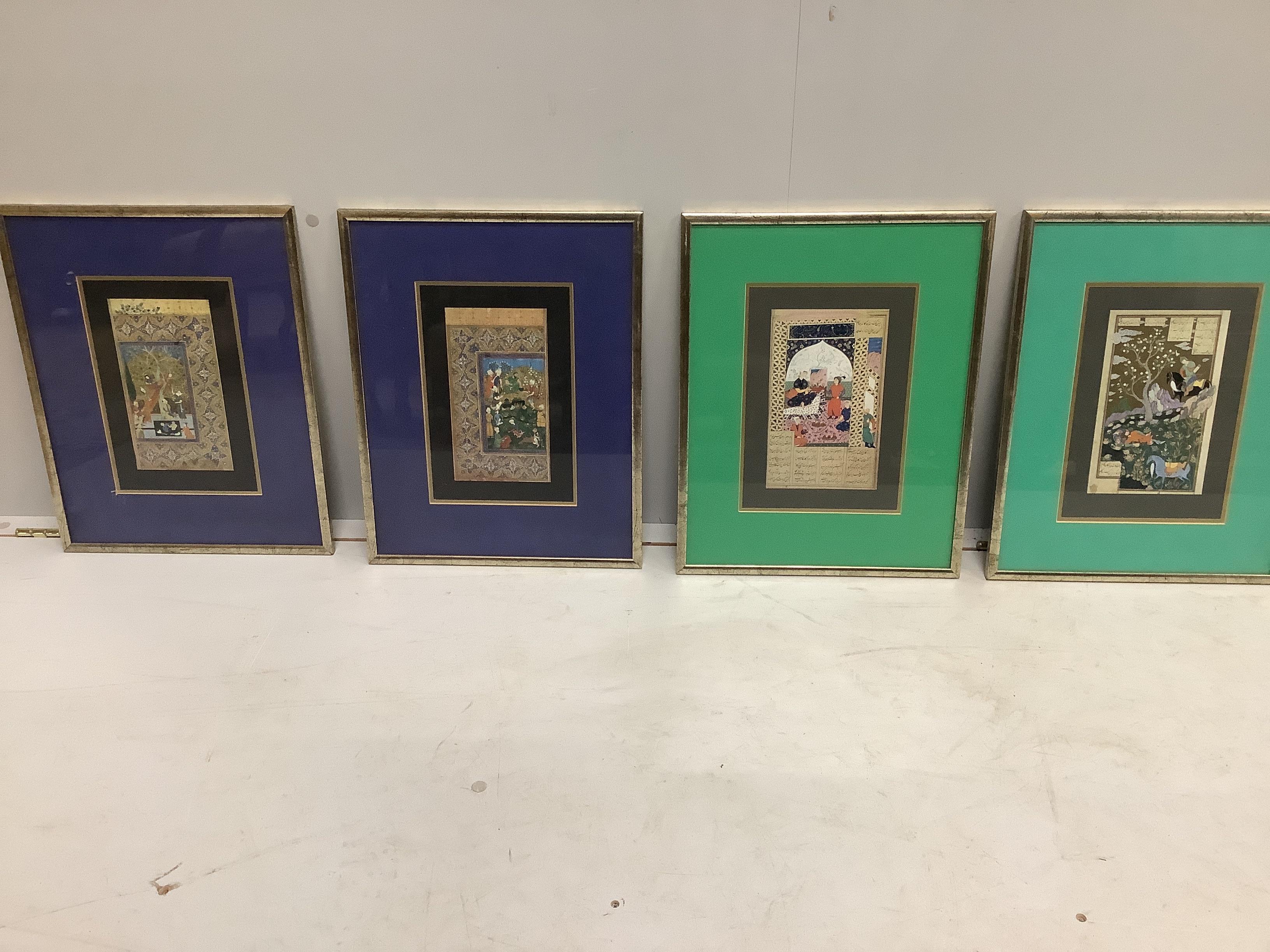 A set of four Persian prints and a pair of Chinese fan designs